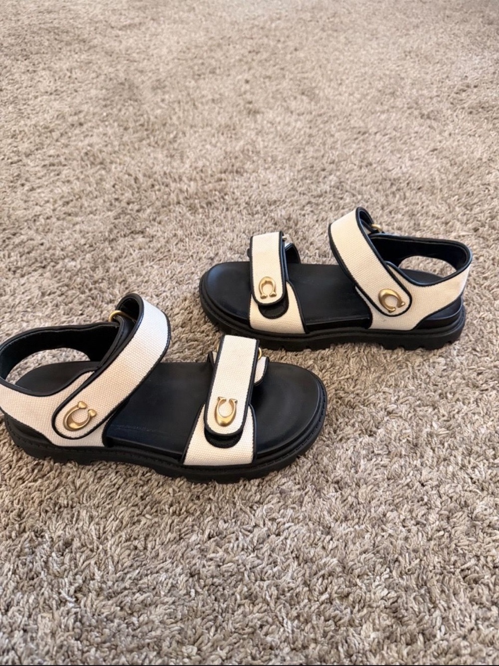 Coach Sandals in Cream and Black
